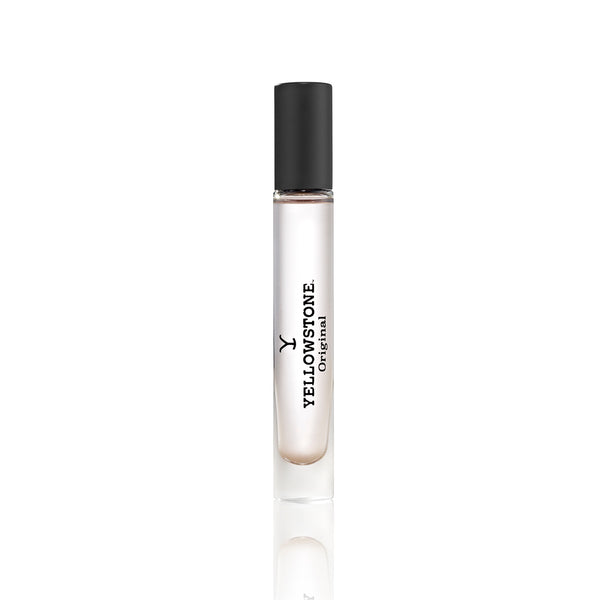 Yellowstone perfume bottle on a white background