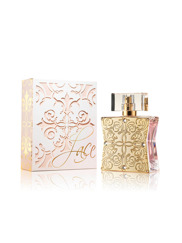 Lace Noir Perfume bottle and packaging with intricate designs on a white background